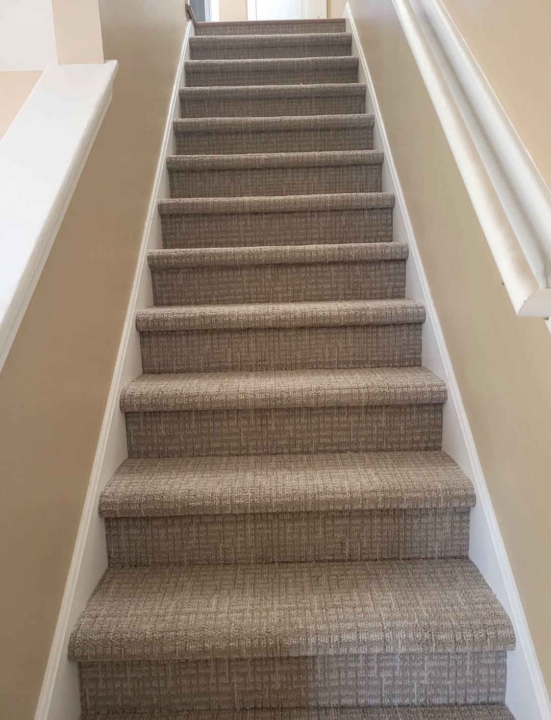 Tarkett Composure stair carpet in the color Almost Oyster.