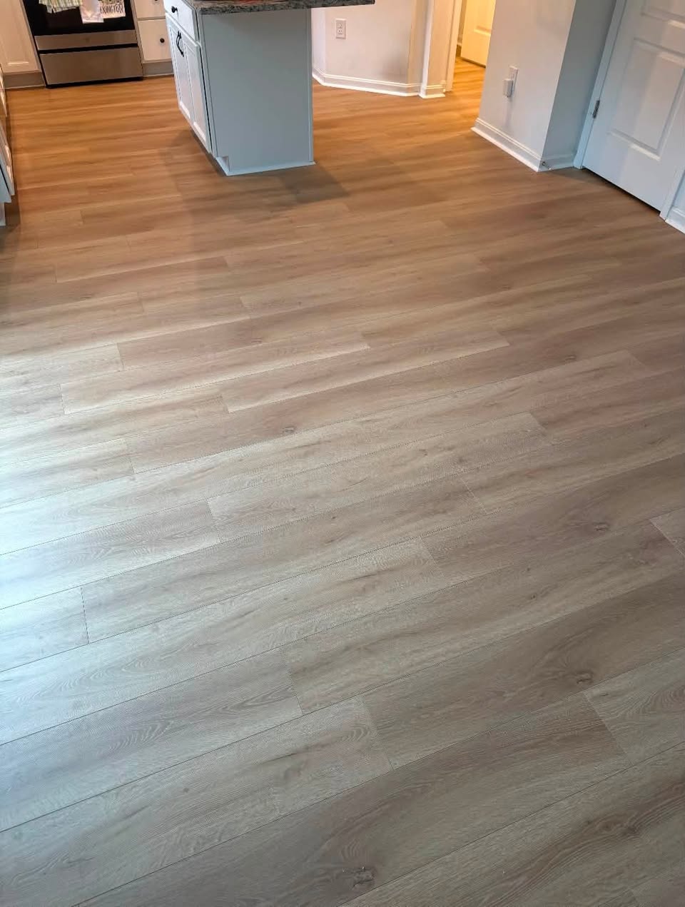 True Touch organic hardwood in the color Rugged Tan, in a kitchen.